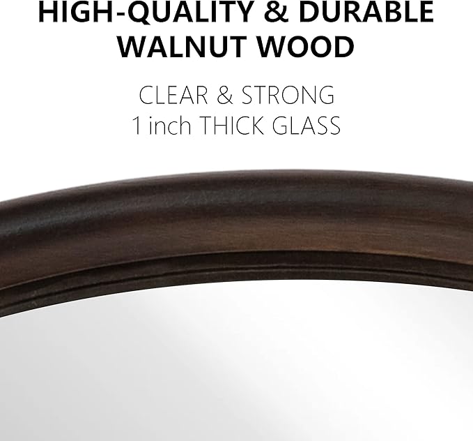 CULER Round Wall Mirrors 24 Inch, Wood Rustic Decorative Transitional Mirror - Image 2