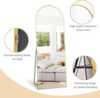Dewfig Arched Gold Full Length Mirror, Full Body Mirrors - Image 6