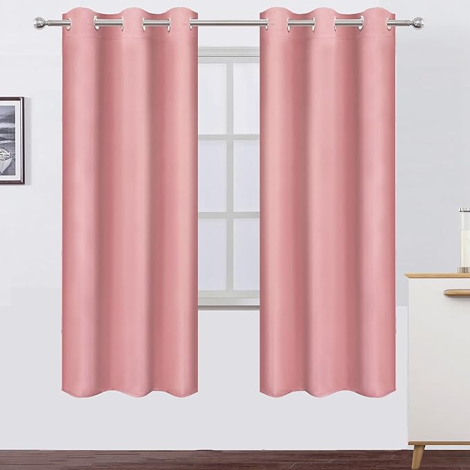 LEMOMO Pink Thermal Blackout Curtains/42 x 72 Inch/Set of 2 Panels Room by Lemomo