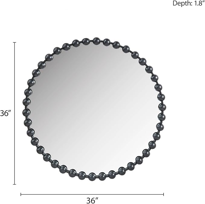 Madison Park Round Mirror, Metal Frame Circle Mirror 36 inch, Wall Art Decor - Image 5