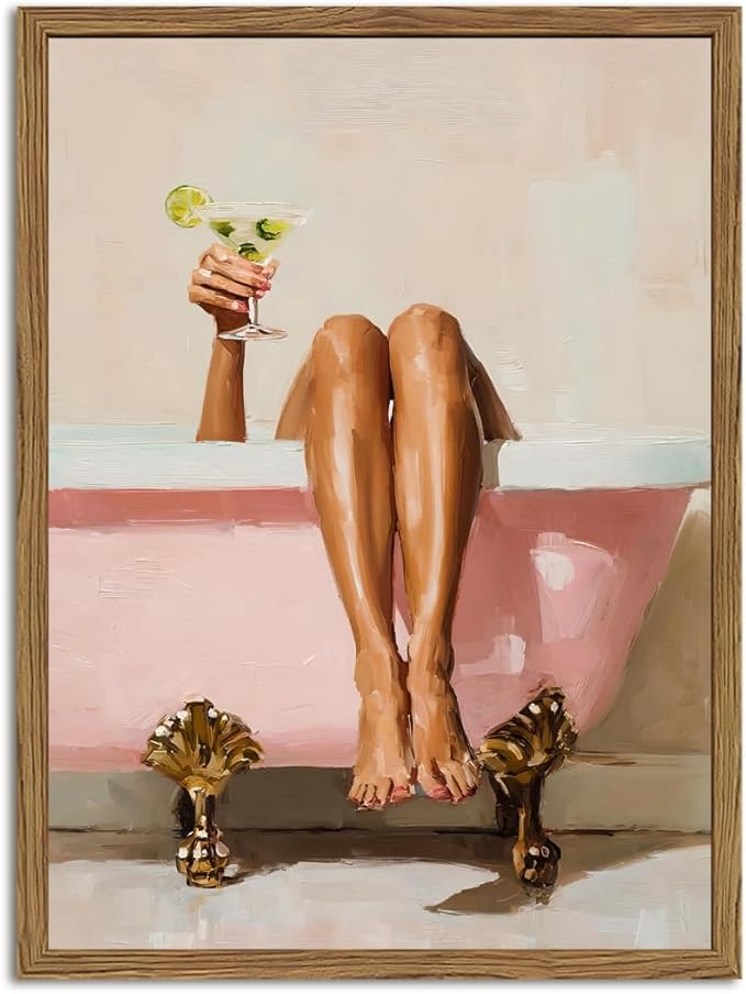 Funny Girl Bathroom Wall Art Pink Cute Girly Bathtub Wall Decor Picture by YYNISPINWallArt
