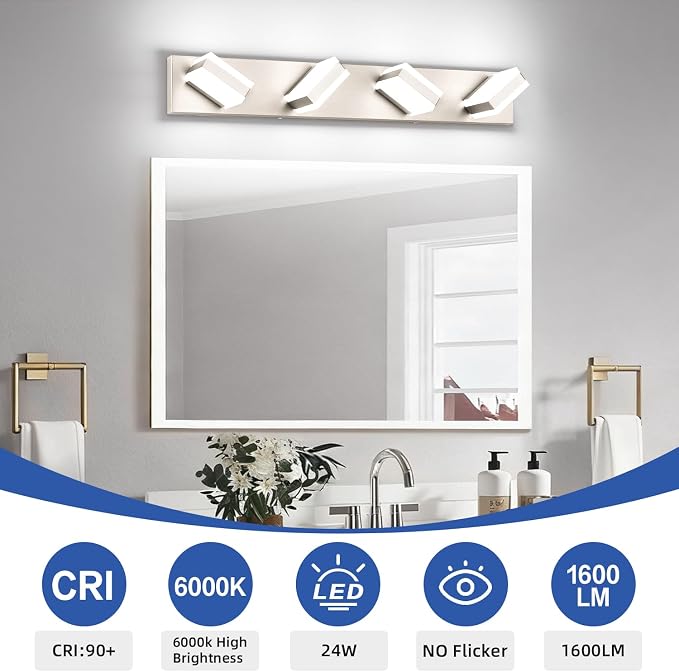 SOLFART Bathroom Vanity Lights Brushed Nickel LED Lighting, LED Bathroom Light - Image 5