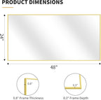KOCUUY Gold Bathroom Mirror, 24x48 inch Brushed Gold Mirror - Image 6