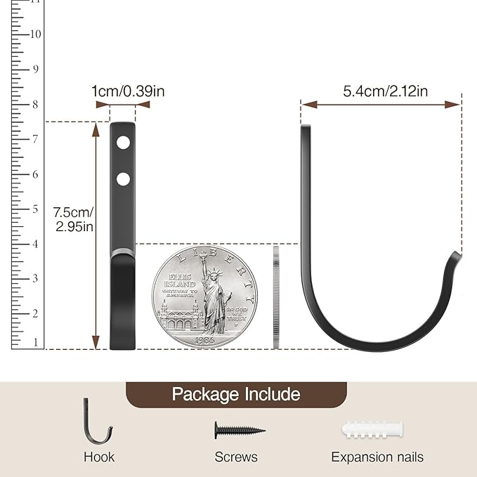 10-Pack Wall Hooks for Hanging Towel/Coat - 22LB Screw in Metal Hanger Wall - Image 4