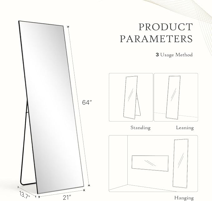 Mirror Full Length, Upgraded Body Wall Mirrors - Image 2