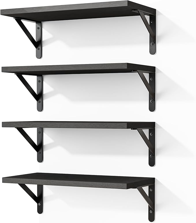 Fixwal Floating Shelves for Wall, Wood Wall Mounted Shelves for Bedroom by Fixwal