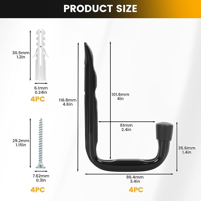 GURADESIGN 8-Pack Heavy Duty Garage Hooks - Image 3