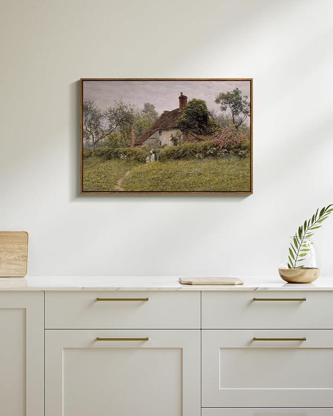 InSimSea Framed Canvas Wall Art Vintage Decor, Old Cottages Countryside Large - Image 2