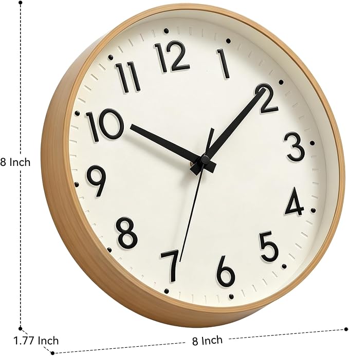 Mosewa Wall Clock 8 Inch, Battery Operated Silent Non-Ticking Modern Analog - Image 3