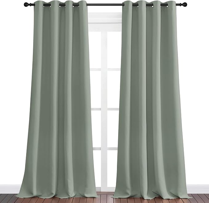 NICETOWN Greyish Green Blackout Curtains 120" Long - Image 2