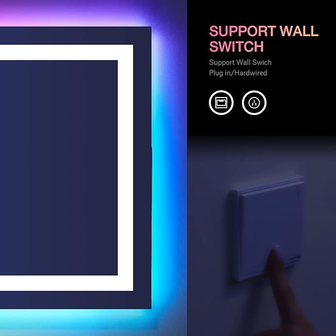 LOAAO 55X30 Inch RGB LED Bathroom Mirror - Image 6