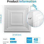 Art3d 48 Pack PVC Ceiling Tiles 24x24 Inches Waterproof Drop Ceiling Tiles/Wall - Image 2