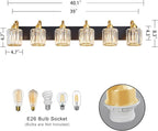 Modern Bathroom Vanity Light 6-Lights Black Gold Crystal Wall Light Fixture - Image 3