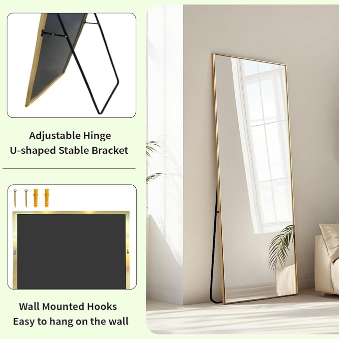 Sunniry Gold Floor Mirror 48x16 inch, Full Body Mirror - Image 3