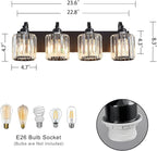 Black 4 Light Fixtures Bathroom Vanity Light Crystal Modern Vanity Over Mirror - Image 3