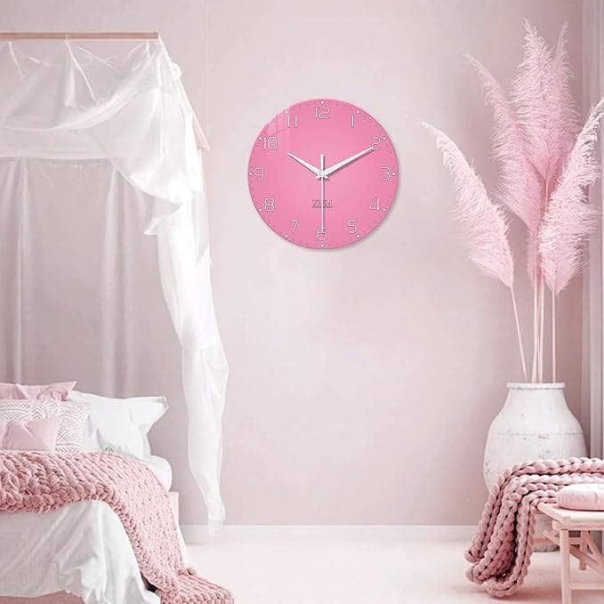 XNM Minimalist Bedroom Clock for Teen Girls Pink Analog Clock Battery Operated - Image 2