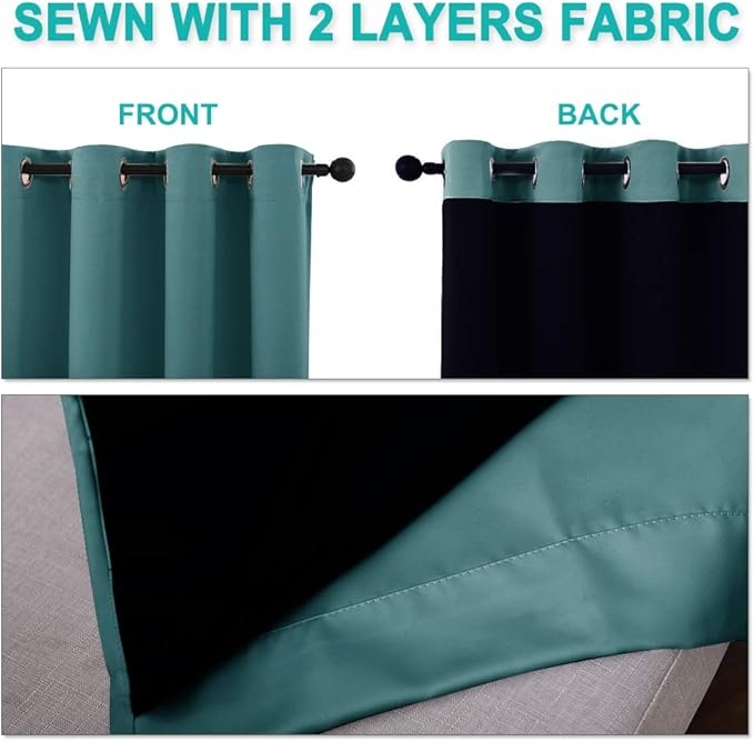 NICETOWN Blackout Curtains 80 inches Long, 2 Pieces, Sea Teal, Full Light - Image 5