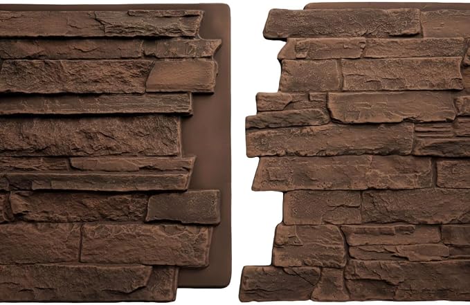 EverStone Acadia Ledge Faux Stone Panel, Weathered Brown Color - Image 10