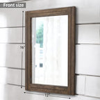AAZZKANG Rustic Wood Mirror Rectangle Decorative Wall Hanging Mirrors - Image 2