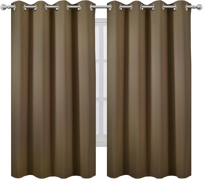 LEMOMO Brown Blackout Curtains 66 x 63 Inch Length/Set of 2 Curtain - Image 2