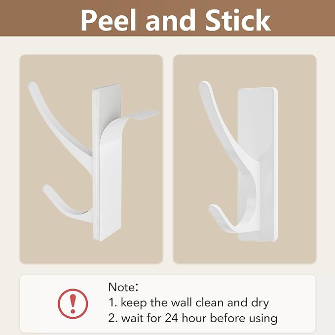 pickpiff White Self Adhesive Coat Hooks - Image 6