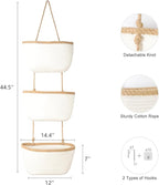 TeoKJ Over the Door Hanging Basket, 3-Tier Woven Cotton Wall-Mounted Storage - Image 2