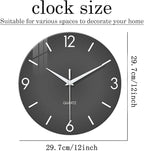 XFM Modern Wall Clock 12 Inch Silent Wall Clocks Battery Operated Grey Simple - Image 6