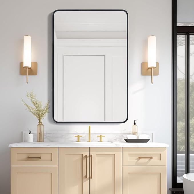 USHOWER Bathroom Mirrors for Over Sink, Metal Frame Rectangle Mirror, Modern - Image 7