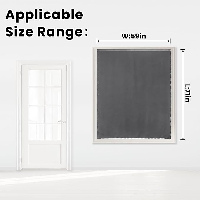 Magic Tape Stick On Curtains Window Shades Pull Down Blackout Window Cover - Image 7