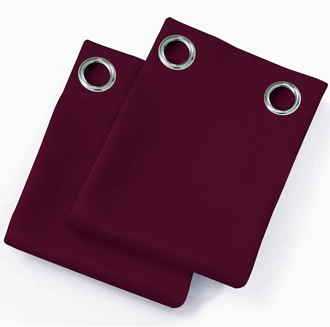 LEMOMO Blackout Curtains 66 x 54 Inch Long Burgundy Red Curtains Set of 2 - Image 9