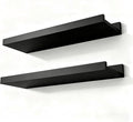 Black Floating Shelves for Wall Decor, Wall Mounted Wood Storage Shelf for by Unknown