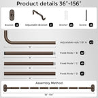 Curtain Rods 36-152 Inch, Bronze Wrap Around Blackout Curtain Rods - Image 7