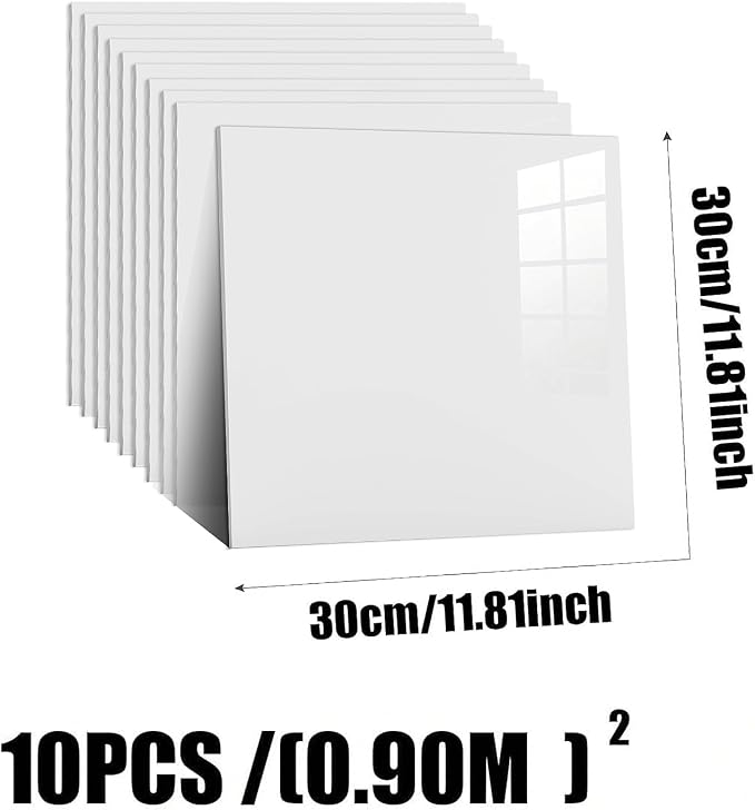 10pcs Peel and Stick Tile Shower Waterproof Marble Tiles Wall Panels, - Image 3