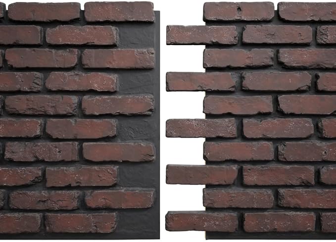 EverStone Aged Brick Faux Brick Panel, 46 7/8"W x 27"H x 1 1/4"D, Cinder Color - Image 8