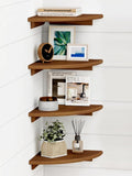 Forbena Walnut Brown Floating Corner Shelves by Forbena