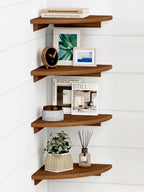 Forbena Walnut Brown Floating Corner Shelves by Forbena