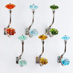 Indian Shelf Pack of 12 Heavy Duty Colorful Crystal Double Prong Glass - Image 7