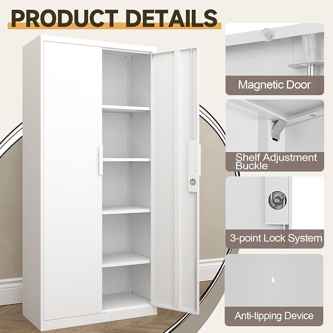 GREATMEET Metal Garage Storage Cabinets, Utility Cabinet - Image 5