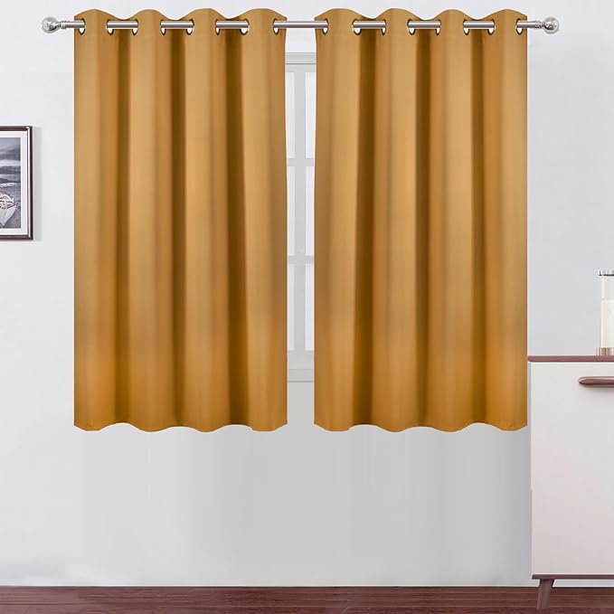 LEMOMO Blackout Curtains 66 x 54 Inch Long Mustard Yellow Curtains Set of 2 by Lemomo