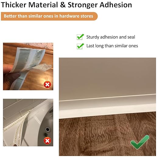 White Caulk Tape Self Adhesive Waterproof, Bathroom Peel & Stick Caulking Strip - Image 5