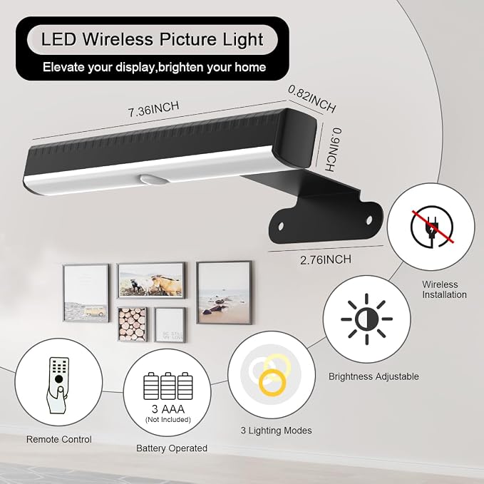 2PACK Picture Light LED Battery Operated Wall Light - Image 4