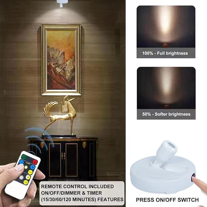 HAMVIDNE LED Spotlight, Battery Operated Picture Lights, Indoor Uplight - Image 2