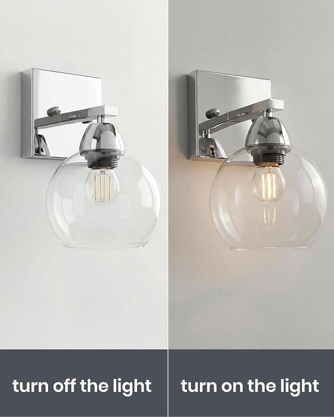 Bathroom Light Fixtures, 1-Light Silver Vanity Light - Image 3