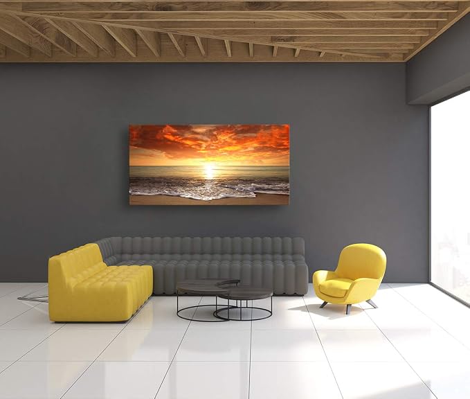 Baisuart S0162 Canvas Prints Wall Art Sunset Ocean Beach Pictures Photo - Image 5