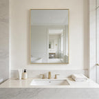 Bathroom Mirror for Wall, 30x40 Inch Metal Framed Mirror, Brushed Gold - Image 9