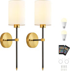 Battery Operated Wall Sconce Set of Two, Wireless Rechargeable Wall Light - Image 9