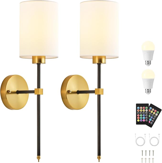 Battery Operated Wall Sconce Set of Two, Wireless Rechargeable Wall Light - Image 9