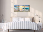 Wieco Art Framed Canvas Wall Art 3 Panel Blue Beach - Image 3