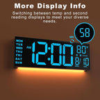 JALL 13" Large Digital Wall Mount Clock, Count Down Timer, Big LED, Temperature - Image 9