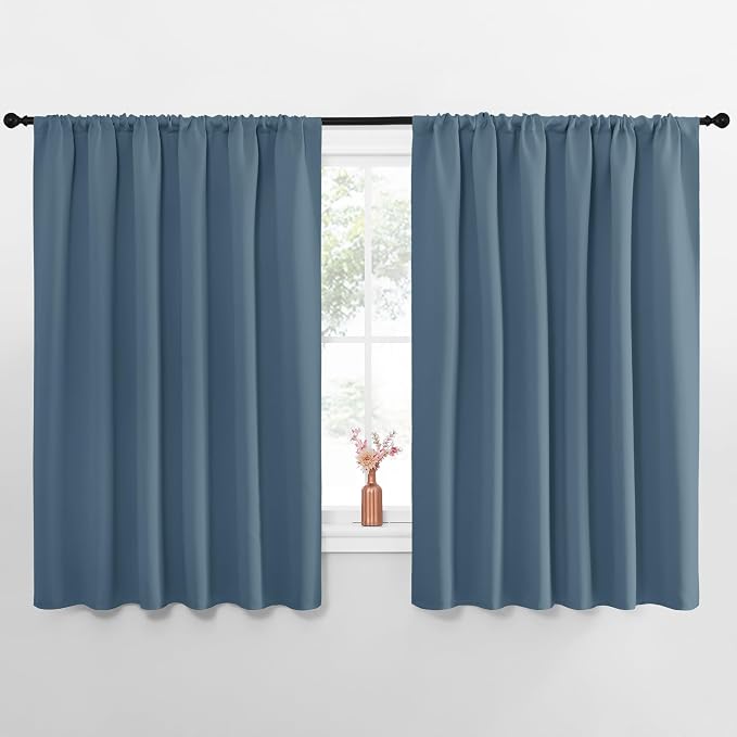 NICETOWN Blackout Curtains for Bedroom, Smoky Blue, 1 Pair, 70 by 63-inch by NICETOWN